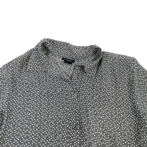 Ann Taylor Womens Button Down Blouse Diamond Print Long Sleeve Workwear Small - Picture 3 of 12